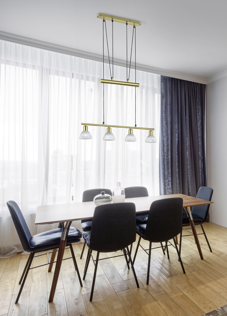 Lustra Levisto, TRIO, 80x11x160 cm, 4.9W, 4x E14, metal, bronz mat/alb - imagine 3